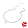 wholesale S925 Sterling Silver Adjustable Double-Layer Cauliflower Chain with Pearl Pendant, Unisex Foot Anklet-0-5
