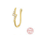 wholesale S925 Sterling Silver Geometric Teardrop Lightning Rhinestone Nose Cuff Piercing Jewelry-0-9