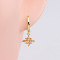 wholesale S925 Sterling Silver Micro-Paved Zircon Eight-Pointed Star Ear Hoop with French Elegance, Vintage and Versatile Earrings-0-3
