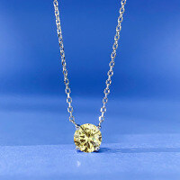 wholesale S925 Silver 65mm One Carat Fashion Versatile Women's Choker Necklace for Live Streaming Drop Shipping-N376 Yellow Diamond &gt;925 Silver