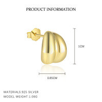 wholesale S925 Sterling Silver Minimalist Geometric Rose Earring Set for Women-E4729-Gold/Single 925 Silver