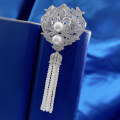 wholesale S925 Silver New Phoenix Nirvana Pearl Tassel Brooch for Women with 12mm Luxury Full Diamond Inlay-0-1