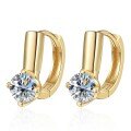 925 Sterling Silver D-Shaped Moissanite Earrings, Cross-Border Small Design Ear Clips, Zircon Ear Hoops-0-3