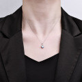 S925 Silver 1-Carat Moissanite Necklace with Plum Blossom Cut-0-2
