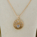 wholesale S925 silver plated with 14K gold French vintage hollow design white zircon pendant-0-5