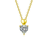 S925 Sterling Silver Moissanite Heart Pendant Necklace-Heart-shaped necklace (gold)  2-carat moissanite (8mm heart shape)