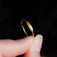 wholesale S925 Sterling Silver Red Elk Full Body Ring for Women, Small and Exquisite, Leaf Motif, Vintage French Style, Light Luxury, Elegant-BZ0215-Gold US size 7