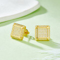 wholesale S925 silver hip-hop full diamond earrings with moissanite, unisex square new export style gold-colored jewelry-0-2