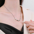 wholesale S925 Sterling Silver Korean Version Ins Minimalist Geometric Cube Irregular Facet Trendy Necklace-0-3
