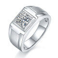 wholesale S925 Sterling Silver European and American Fashion Men's Ring Moissanite Diamond Ring Cross-Border Best-Seller Men's Ring-0-5