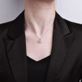 Moissanite Silver Necklace with Star and Moon Pendant, Minimalist Ins Style Wholesale-0-2