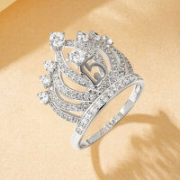 Metal Princess Queen Crown Light Luxury Niche Ring Fashionable Elegant Ins Jewelry Wholesale Direct-Queen's Crown Diamond Ring [K White]  10 US Size