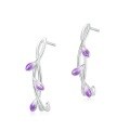 wholesale Pure Silver New Japanese Light Luxury Violet Mysterious Purple Cold Enamel Flower Earrings Manufacturer Wholesale-0-5