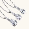 S925 Silver D Color Moissanite Classic Halo Pendant Necklace-0-19