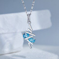 wholesale S925 Sterling Silver Ocean Heart Necklace for Women, Versatile Internet-Famous Trendy Accessory, New Autumn Collection, High-End Sense Collarbone Chain-0-3