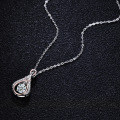 Sterling Silver Moving Heart Necklace with Teardrop Pendant-0-1