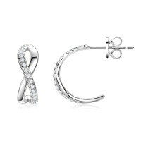 S925 Sterling Silver D-color Moissanite Bow Earrings-Style J [Clearance Sale with Free Shipping] K Silver  925 Silver