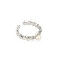 wholesale S925 Sterling Silver Korean Version Ins Minimalist Irregular Beaded Texture Freshwater Pearl Open Ring-0-4