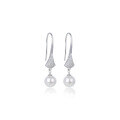 wholesale S925 Sterling Silver Pearl Earrings for Women, Fashionable and Lightly Luxurious Diamond-Encrusted Skirt Hem Earrings for Wholesale-0-4