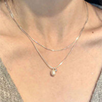 wholesale S925 Silver Trendy White Small Love Pearl Combination Luxury Design Necklace for Women, Versatile High-End Sense Collarbone Chain-xb1410-Double layered pearl necklace