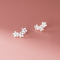 wholesale S925 Sterling Silver Fresh and Sweet Ins Style Niche Designed Three Five-Petal Flower Earrings M0555-0-3