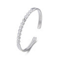 wholesale S990 Sterling Silver Simple Korean-style Student Silver Bracelet Accessory Open-Ended Twist Bangle Women's Elegant Popular Personalized Jewelry-0-4