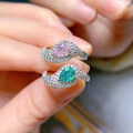 wholesale 925 Silver New Style 5*7mm Paraiba Pink Diamond Ice-Cut Full Diamond PavéIns Ring-0-3