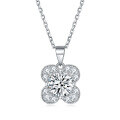 wholesale 925 Silver Purely Silver Flower Shape Colorful Gemstone Cubic Zirconia Pendant Collarbone Chain Ins Four-Leaf Clover Necklace for Women Small Batch Wholesale-0-8