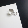 wholesale S925 Sterling Silver JL117 Korean Style Double Ring Fashion Minimalist Smooth Hanging Ring Open Adjustable Ring-0-1