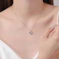wholesale S925 Sterling Silver Hand-Inlaid Moissanite Necklace for Women, Heart Bezel with Moving Parts, Fresh and Sweet Simple Cute Style-0-3
