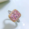 wholesale S925 silver new square 8*10 micro-paved diamond ring with pink diamond and yellow diamond fashion gemstone ring-0-2