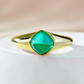wholesale 925 silver new rose gold plated bezel set 6*6mm emerald sugar loaf ring for women-0-0
