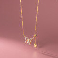 wholesale S925 Sterling Silver Diamond-Butterfly Necklace for Women, Adjustable Romantic Pendant Collarbone Chain D9261-0-0