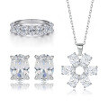 wholesale S925 Sterling Silver Cross-Border Star-Shaped Zircon Ring Pendant Necklace and Earrings Set for Women in European and American Style-0-0