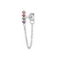 wholesale S925 Sterling Silver Single Tassel Earring With Diverse Zircon Inlays, Fashionable Minimalist Ear Clip And Ear Thread In Korean Style-0-13