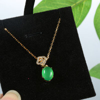 S925 Sterling Silver Natural Green Chalcedony Agate Gourd Necklace-Auspicious Cloud Green Chalcedony  925 Silver