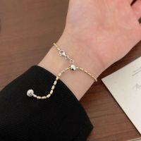 wholesale S925 Sterling Silver Gold and Silver Two-Tone Carved Pumpkin Bead Bracelet for Women, Korean Spring and Summer New Style, Personalized and Versatile-Sterling silver (18CM retractable and adjustable)