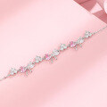 wholesale Metal material pink diamond bow zircon bracelet new designsenseheart princess style elegant bracelet gift-0-3