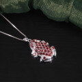 wholesale S925 Sterling Silver Natural Wind Animal Element Frog Pendant with Natural Garnet and Topaz Necklace Pendant-0-0