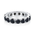 wholesale S925 silver gold-plated unisex 4mm round black moissanite full-circle hip-hop style ring-0-0