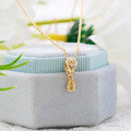 wholesale S925 silver plated with 14k gold, Japanese retro style light yellow crystal and white zircon pendant-0-3
