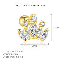 wholesale S925 Sterling Silver Geometric Square Luxury Sparkling Zircon Earrings For Women,。-E5013-Gold/Single 925 Silver