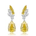 wholesale Sterling Silver New 8*12 Pear Shaped Radiant Cut Yellow Diamond Teardrop Earrings High-end Fashion Jewelry-0-4