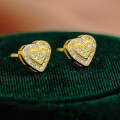 925 Sterling Silver Hip Hop American Style Moissanite Heart D-Color Unisex Earrings-0-1