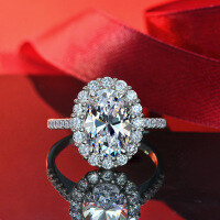 wholesale S925 Silver European & American Style Shipei Jewelry 3-Carat Pigeon Egg 8*12 High Carbon Diamond Ring Luxury Banquet White Diamond Ring-Yellow 8*12; G25【R-1021】 9