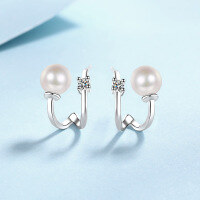 wholesale S925 Sterling Silver Ear Studs Moissanite Earrings Freshwater Pearl Earrings New Fashion Korean Style Ready-to-Ship Wholesale-6 points/6mm pearl 925 silver