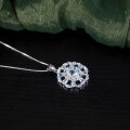 wholesale S925 Sterling Silver Hollow-Out Ins Style Natural Topaz Earrings Ring Necklace Light Blue Pendant Jewelry Set-0-0