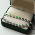 wholesale S925 Silver Natural A-Grade Icy Multi-Grain Spicy Green Jade Bracelet, Minimalist and Luxurious-0-1