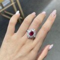 18K Gold Plated Silver Cultured Ruby Pigeon Egg Fashion Ring-0-1