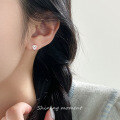 wholesale S925 Sterling Silver Fresh and Sweet Ins Niche Design Hollow-Out Line Double-Layer Heart Ear Clasp M06292-0-1